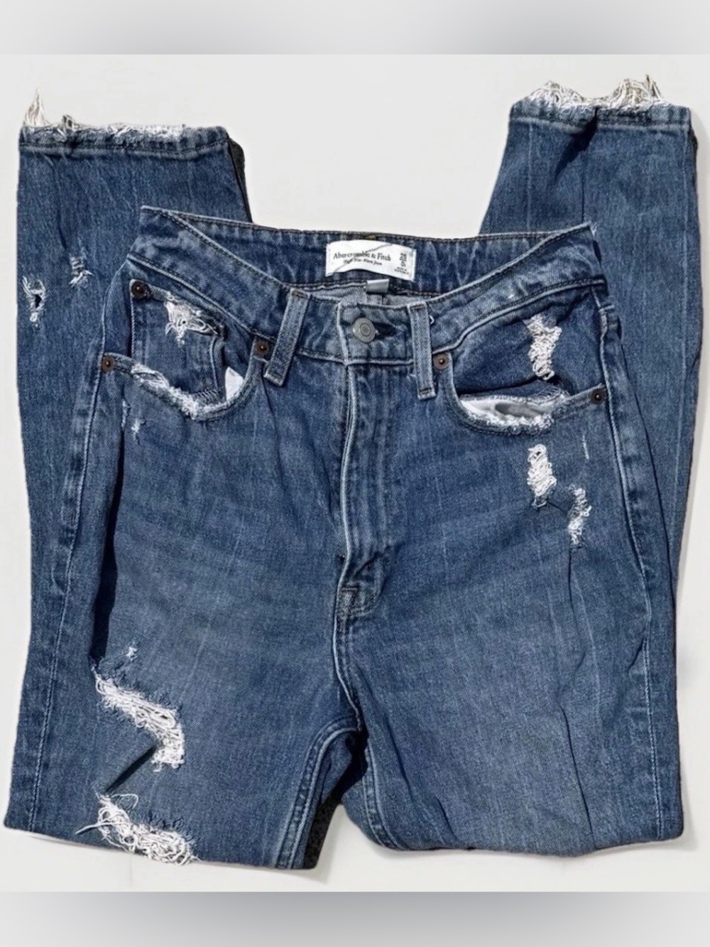 (0) ABERCROMBIE & FITCH Curve Love High-rise Mom Jeans Distressed
